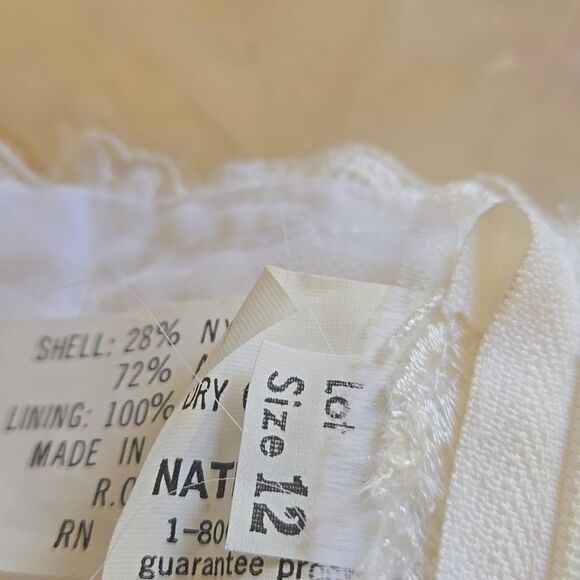 Vintage White Victorian 80s Wedding Lace Dress with Pearl Details - Picture 9 of 12